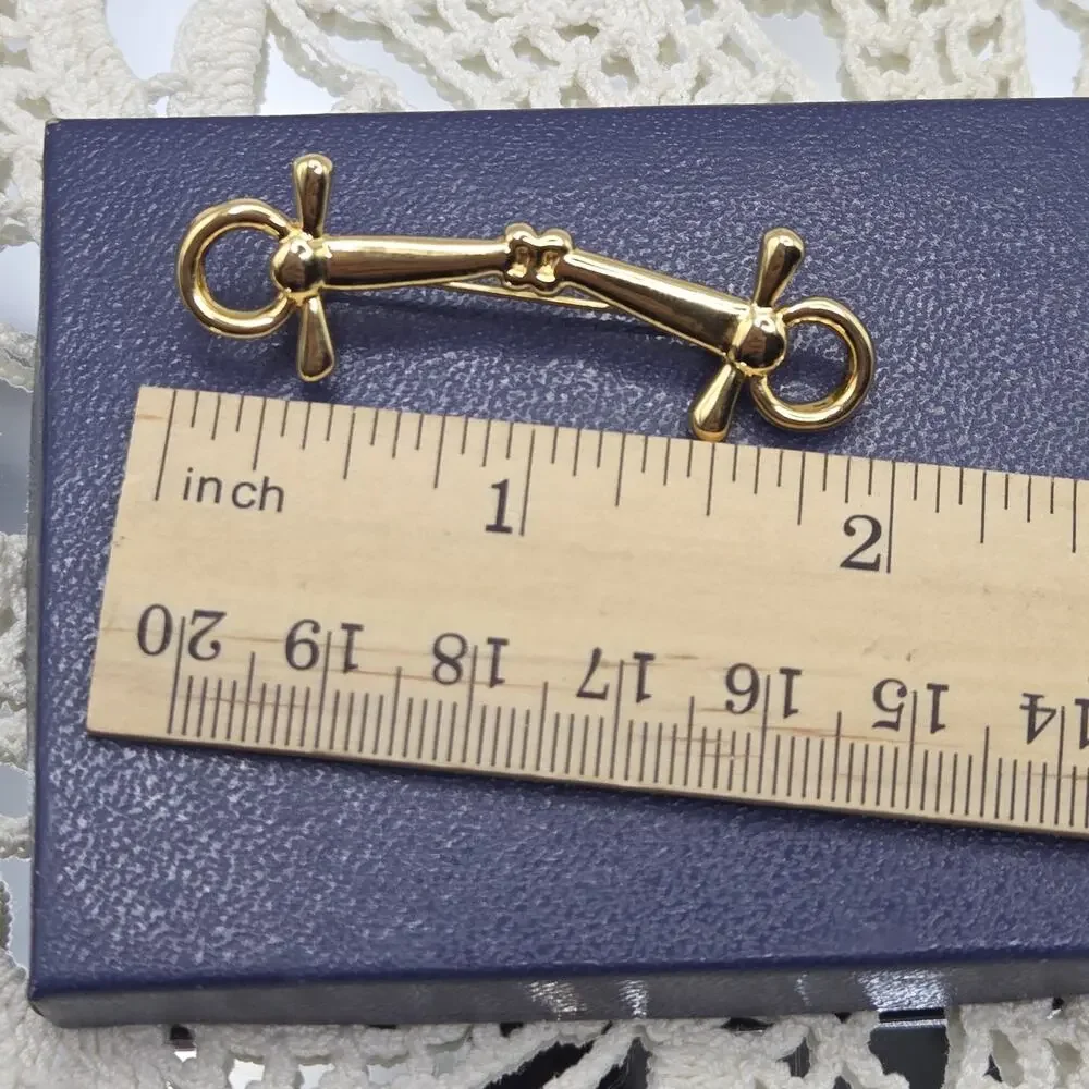 Equestrian Jewelry Vintage Stock Pin Full Cheek Snaffle Original Box
